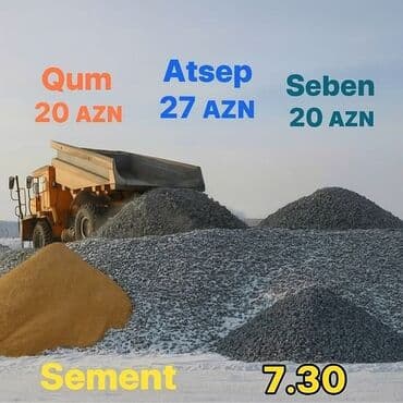 tikinti materialları qiyməti 2021: Müxtəlif tikinti materialları, o cümlədən qum, atsep, şeben, sement və — 3