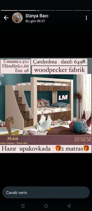 Oğlan və qız üçün, Yeni, Çarpayı, Matras ilə, Siyirməli