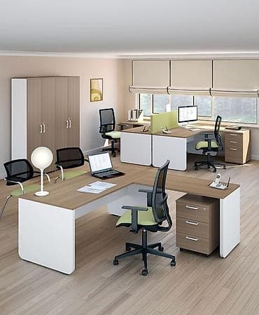 Müasir ofis mebeli dəsti - Modul iş masaları: Açıq ofis üçün uyğun