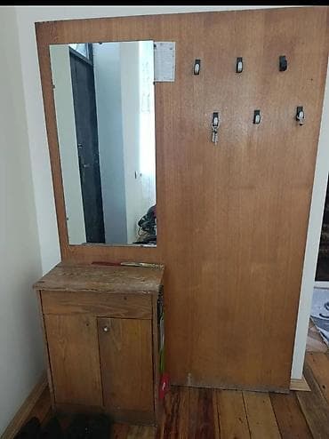 dolab dehliz: Dəhliz üçün asılqanlı güzgü və dolab komplekti - Material: ağac/taxta — 1