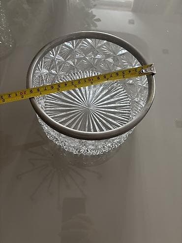 sufre: Kəsimli kristal qab – metal haşiyəli - Material: qalın kəsimli — 3