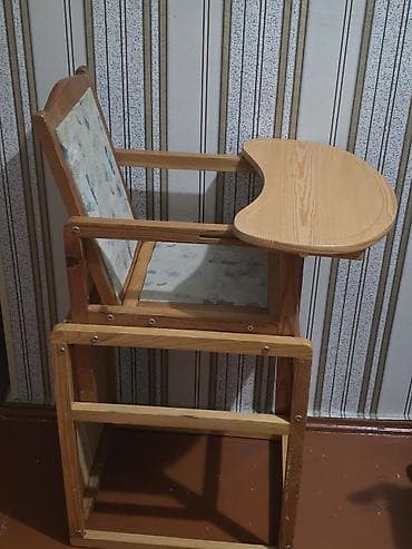 uşaq yemək stulu: Taxta uşaq yemək stulu - Material: təbii ağac karkas, laklı taxta — 4