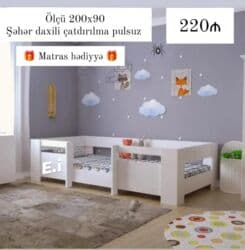 islenmis paltar skaflari: Yeni, Təknəfərlik çarpayı, Matras ilə — 1