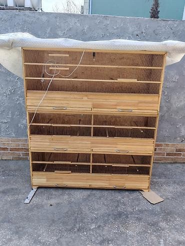 mal bazari: Taxta qəfəs, çoxsəviyyəli quş qəfəsləri sistemi. Uzunluğu - — 2