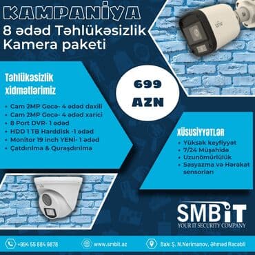 monitor temiri: Təhlükəsizlik sistemləri Qiymətə daxildir: 🔰8 ədəd daxili və xarici 2 — 1