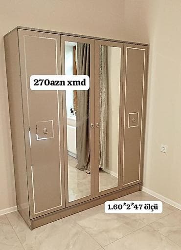 stelaj polka: Dörd qapılı geyim dolabı - Ölçü: 1.60 × 2.00 × 0.47 m - Rəng — 1