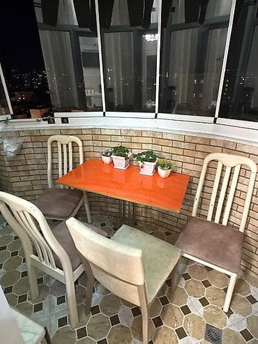 balka: Mətbəx/balkon üçün kompakt stol-stul dəsti - Dəst: 1 masa + 4 stul - — 1