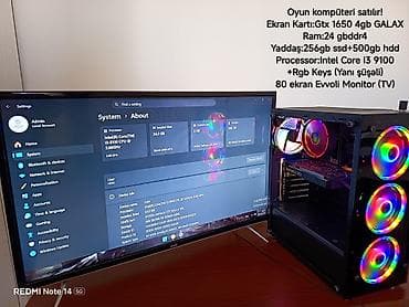 Oyun kompüteri satılır! Ekran Kartı:Gtx 1650 4gb GALAX Ram:24 gb