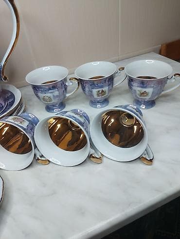 çay servis: Çay dəsti, rəng - Bənövşəyi, Farfor, 6 nəfərlik — 2