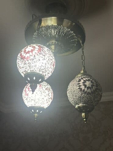hamam ucun asma tavan: Çılçıraq, 3 lampa, Şüşə — 1