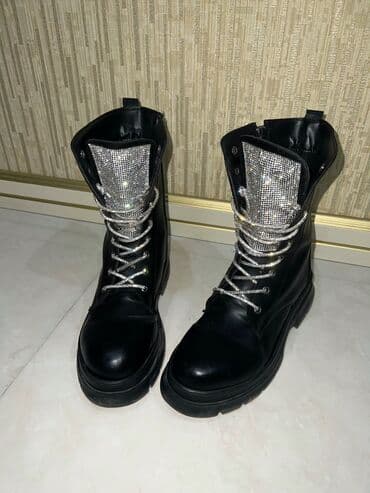 детские зимние резиновые сапоги: Полусапоги, Размер: 40, цвет - Черный, Б/у — 1