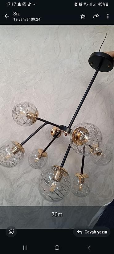 Çılçıraq, 8 lampa, Şüşə