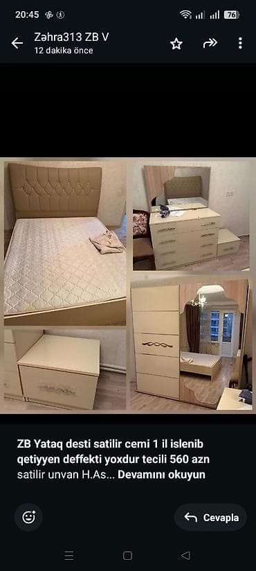 carpayi taxt: *ZB* *Yataq desti satilir cemi 1 il islenib qetiyyen deffekti yoxdur — 1