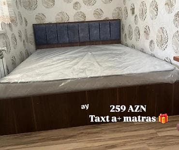 taxt satilir: Yeni, İkinəfərlik çarpayı, Bazasız, Matras ilə, Siyirməsiz, Azərbaycan — 4