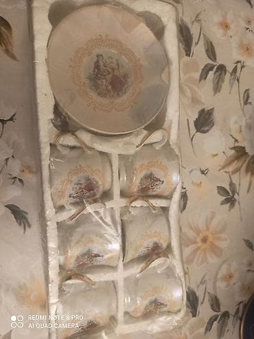 first class cay: Qəhvə dəsti, rəng - Qızılı, Keramika — 2