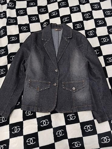 Qadınlar üçün cins jaket Razmer 40 - Material: qalın denim (tünd-boz — 1