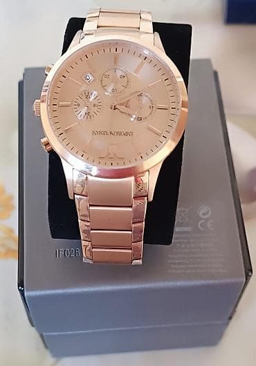 Наручные часы: Emporio Armani kişi qol saatı – zərif “rose gold” tonunda metal korpus — 1