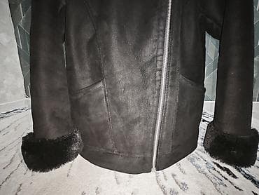 xəz: Dublonka -----Qara rəngli süni xəzli qadın kürkü/jaketi - Model — 4