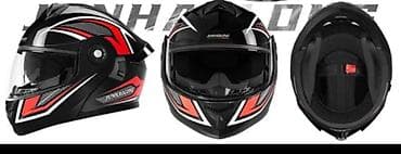 07 ucun arxa perde: Modulyar motosiklet dəbilqəsi – qara/qırmızı dizayn - Tip: Tam üzlü — 4