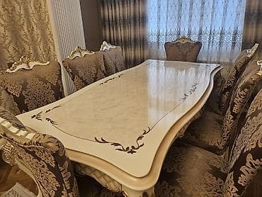 Ev və bağ: Qonaq otağı üçün, İşlənmiş, Açılmayan, Dördbucaq masa, 8 stul — 1