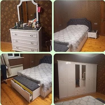 Двуспальная кровать, Трюмо, Шкаф, 2 тумбы, Б/у at lalafo.az Двуспальная кровать, Трюмо, Шкаф, 2 тумбы, Б/у