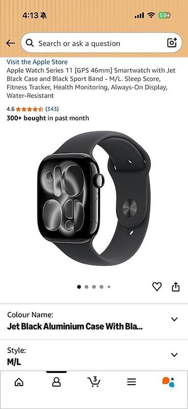 Smart saat, Apple, Suya davamlı, rəng - Qara