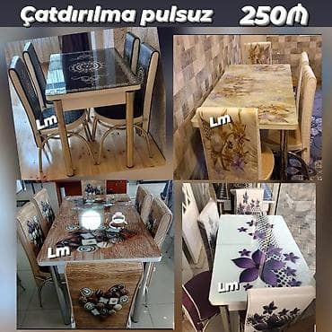 koxna mebeli: Mətbəx masa ( üstü şüşə) + 4 stull dəst‼ *İstənilən dəsti seç pulunu — 1