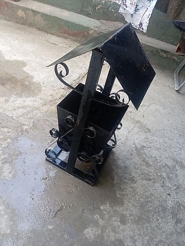 Metaldan dekorativ zibil qutusu – həyət, bağ və ya giriş üçün -