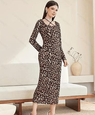 bəbir: Leopard naxışlı uzun don - Dizayn: Klassik bədənə oturan siluet, uzun — 1