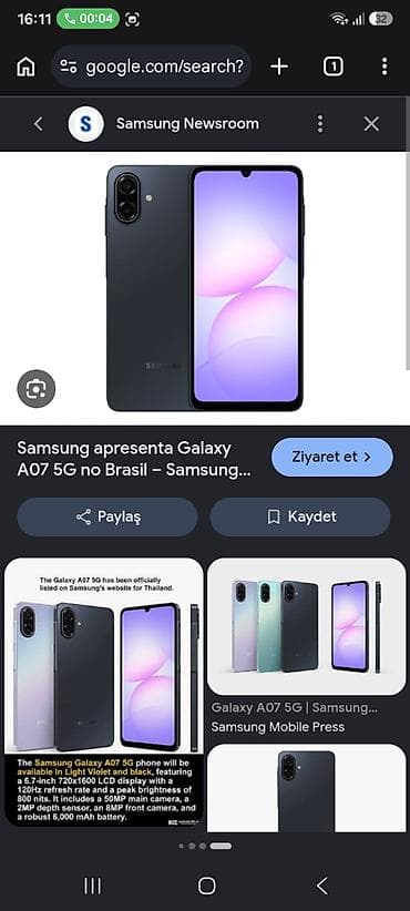 galaxy a54: Samsung Galaxy A07, 128 GB, rəng - Qara — 2