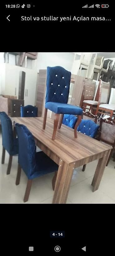 Qonaq otağı üçün, Açılan, Dördbucaq masa, 6 stul — 8