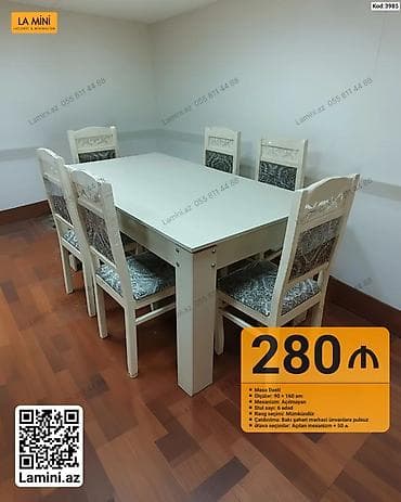kohnə stul: Masa dəsti – 6 stulludur - Ölçülər: 90 × 160 sm - Mexanizm: Açılmayan — 1