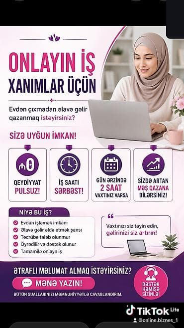 Домашний персонал и уборка: Onlayn iş fürsəti – xanımlar üçün Evdən çıxmadan əlavə gəlir əldə — 1