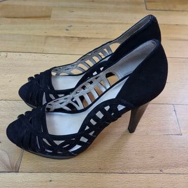 зеленые туфли: Туфли, Nine West, Размер: 38, цвет - Черный, Б/у — 2