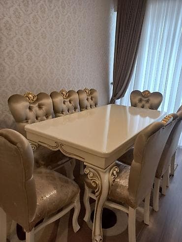 isdolar: Qonaq otağı üçün, Dördbucaq masa, 8 stul — 1