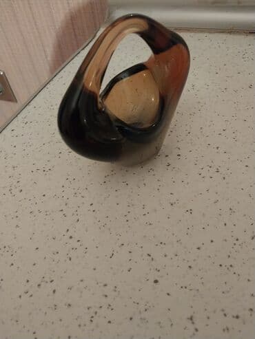 şam qabı: Şüşə dekorativ qab – bədii üslubda, tutacaq formalı - Material — 1