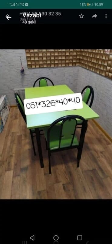 Masa və oturacaq dəstləri: Mətbəx üçün, Yeni, Dördbucaq masa, 4 stul — 22