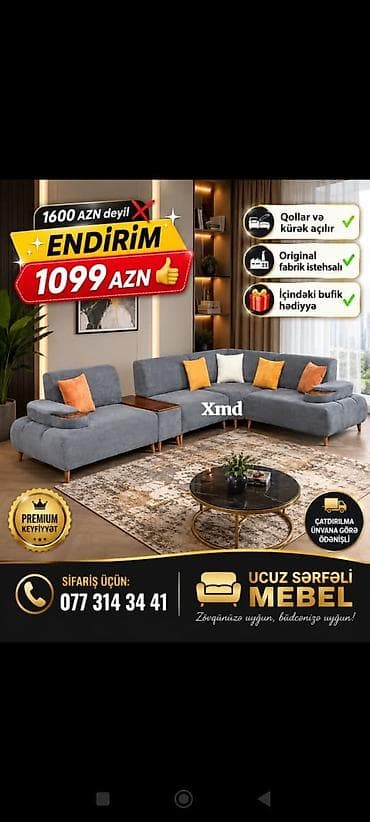 künc divan qiymetleri: Məhsul: Künc divan dəsti - Rəng: tünd boz (yastıqlarda narıncı və ağ — 1
