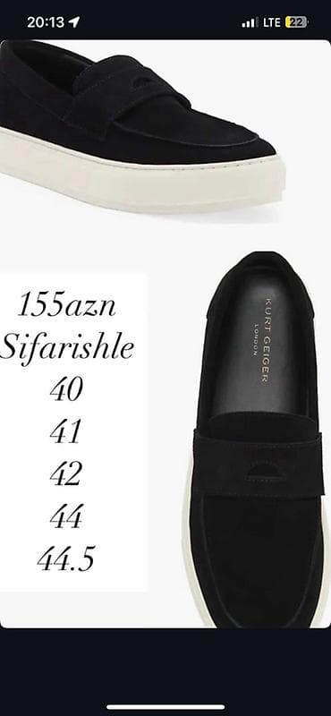 ugg bakü: Kurt Geiger London kişi loaferi - Rəng: qara üst hissə, ağ qalın — 1