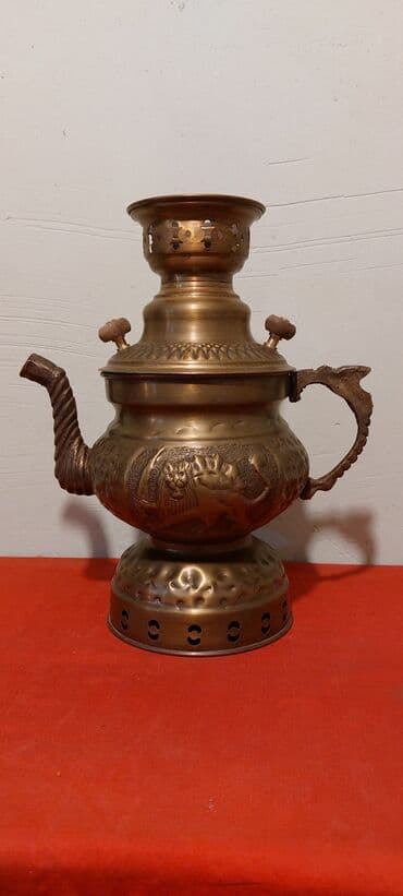 купить чайник в баку: Klassik samovar dəsti - Material: cilalanmış metal korpus (gümüşü və — 8