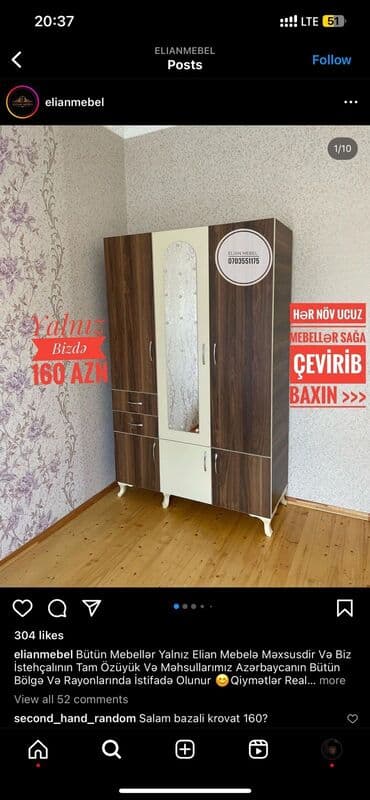 bez dolap: Новый, Распашной, 3 двери Прямой шкаф, Шкаф-вешалка, Азербайджан — 5