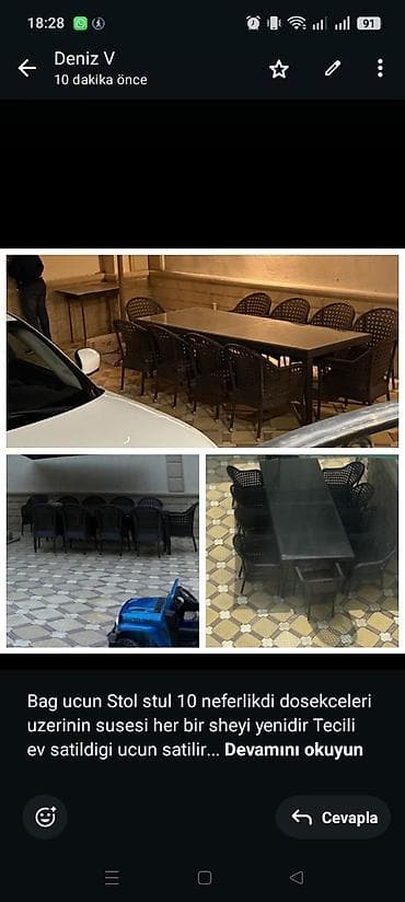 Bag ucun Stol stul 10 neferlikdi dosekceleri uzerinin susesi her bir