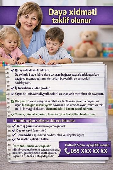 Proton: Daya xidməti təklif olunur - Qarayeva ərazisində dayəlik. Öz evimdə 3 — 1