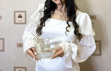 eco silim: Ağ rəngdə zərif ziyafət/nişan donu - Model: kvadrat dekolteli, bədənə — 1