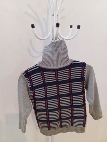 Nənnilər: Uşaq üçün triko sviter - Model: boğazlı (turtleneck) - Rənglər: boz — 1