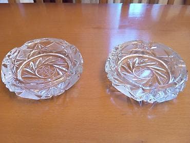dekor yarpaq: Meduza kül qabı-2 ədəd kəsmə naxışlı şəffaf şüşə külqabı: dairəvi — 2