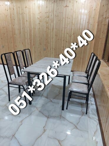 Masa və oturacaq dəstləri: Qonaq otağı üçün, Yeni, Açılan, Dördbucaq masa, 4 stul — 14