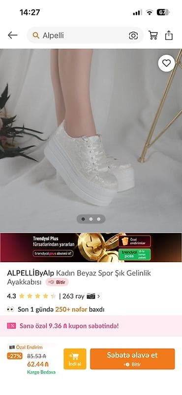 qadın ayaqqabi: Ölçü: 38, rəng - Ağ, Yeni — 1