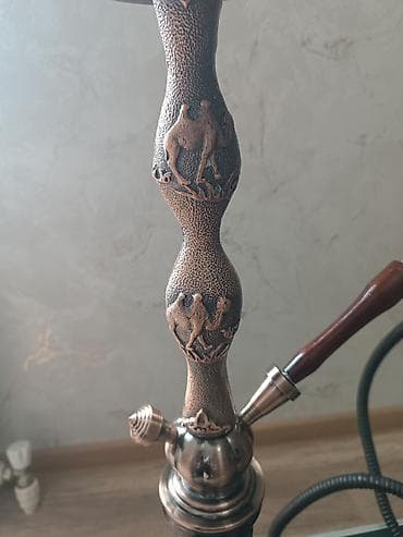Личные вещи: Naxışlı şişəli nargilə dəsti - Material: metal gövdə (mis-qızılı — 2