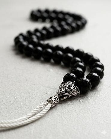 mirvari sepler: Qara oniks təsbeh - Material: təbii qara oniks daşlarından — 3